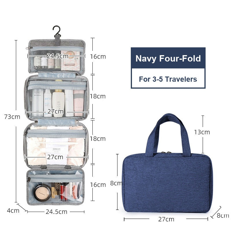 Water-Resistant Hanging Travel Toiletry Bag, Foldable Dry Wet Separation Cosmetic Organizer for Men & Women