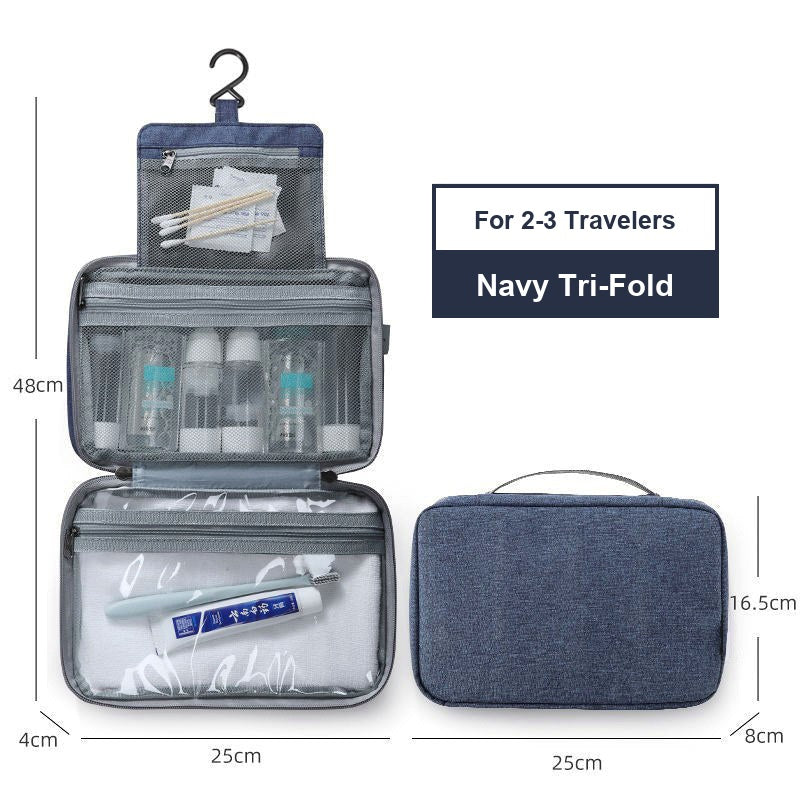 Water-Resistant Hanging Travel Toiletry Bag, Foldable Dry Wet Separation Cosmetic Organizer for Men & Women