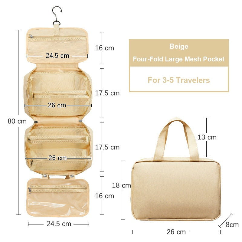 Water-Resistant Hanging Travel Toiletry Bag, Foldable Dry Wet Separation Cosmetic Organizer for Men & Women