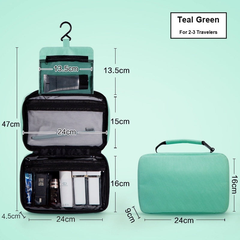 Water-Resistant Hanging Travel Toiletry Bag, Foldable Dry Wet Separation Cosmetic Organizer for Men & Women