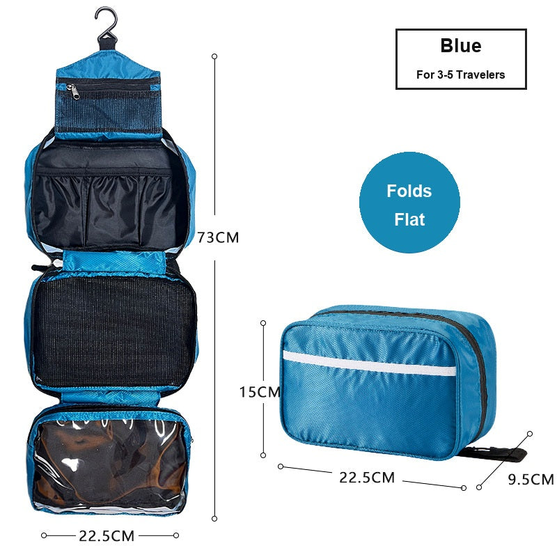 Water-Resistant Hanging Travel Toiletry Bag, Foldable Dry Wet Separation Cosmetic Organizer for Men & Women
