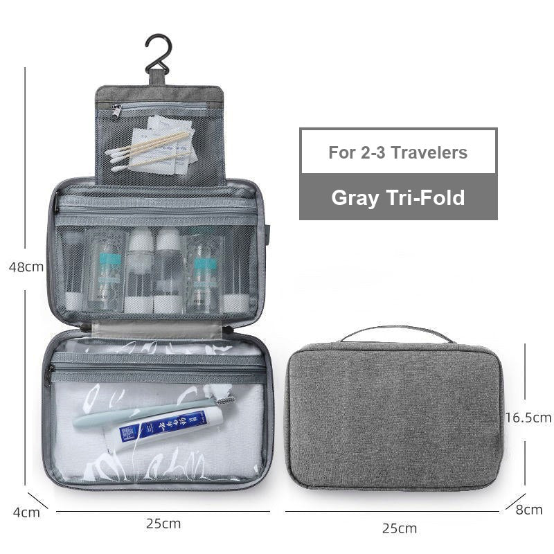 Water-Resistant Hanging Travel Toiletry Bag, Foldable Dry Wet Separation Cosmetic Organizer for Men & Women