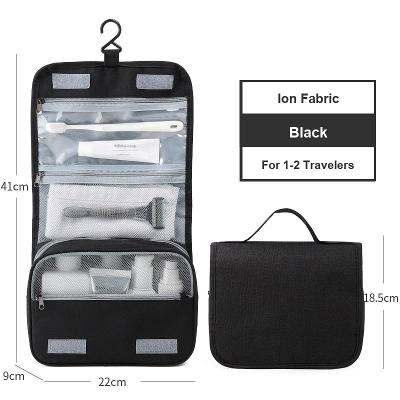 Water-Resistant Hanging Travel Toiletry Bag, Foldable Dry Wet Separation Cosmetic Organizer for Men & Women